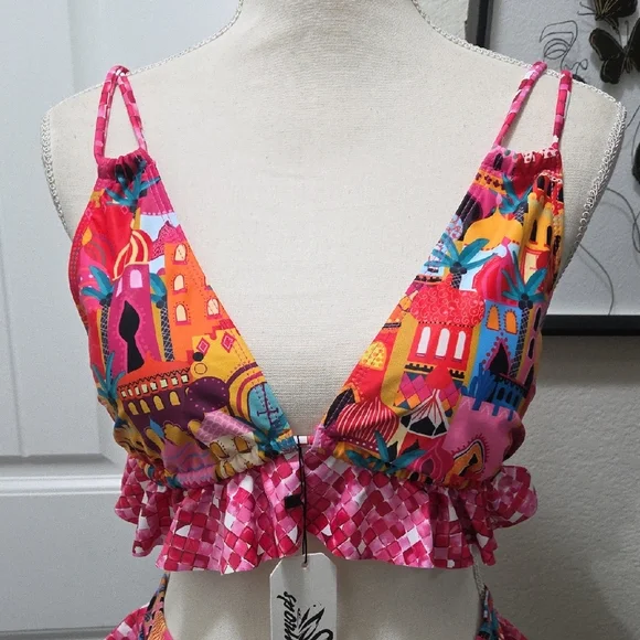 Colorful Ruffle Bikini Set - Picture 3 of 6